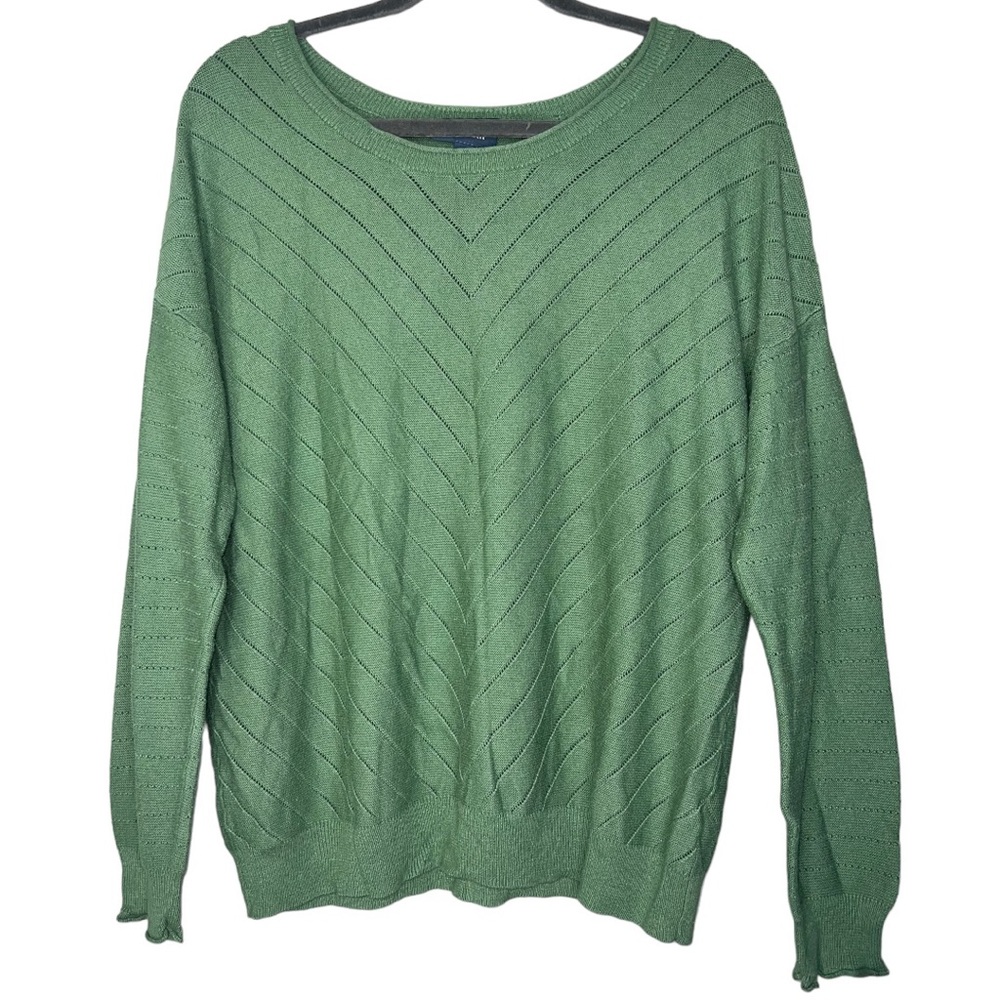 ModCloth Green Eyelet Knit Scoop Neck lightweight sweater - Picture 1 of 4